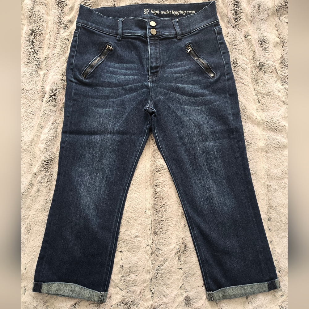 NY&CO High-Waist, Dark Blue, Crop Jeans - Like‎ New - 12